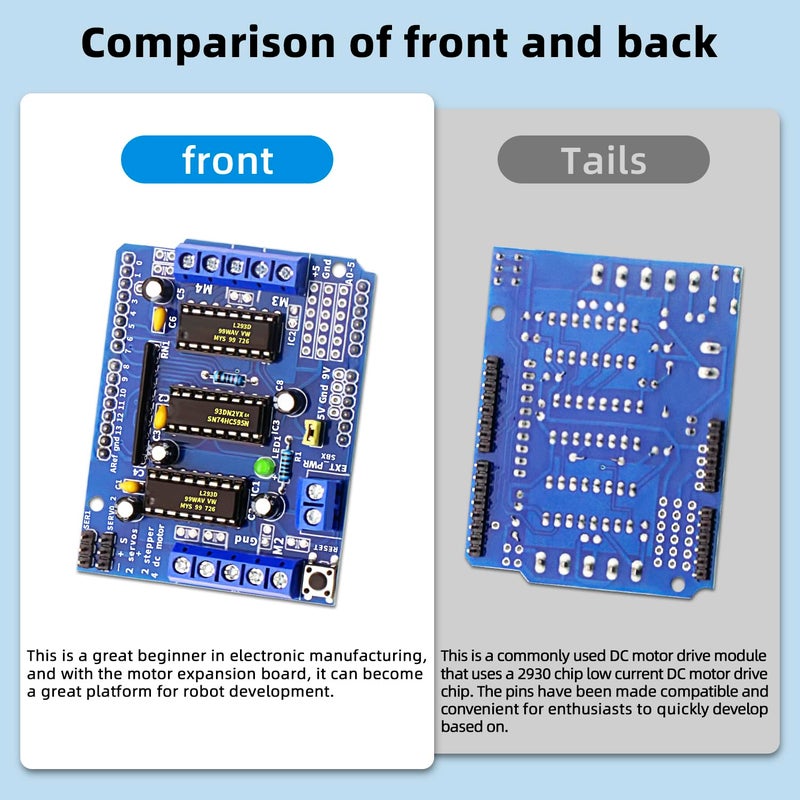 DaFuRui 4Pack L293D Stepper Motor， DC Motor Drive Shield Stepper Motor Drive Shield Expansion Board Electric Control Panels Compatible with Arduino - Image 5